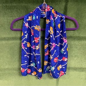 Vintage multicolored groovy guitars silky scarf
